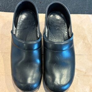 Dansko Black Leather Mules